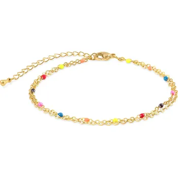 Náramek Pozlacený dvojitý náramek se smaltovými korálky Troli