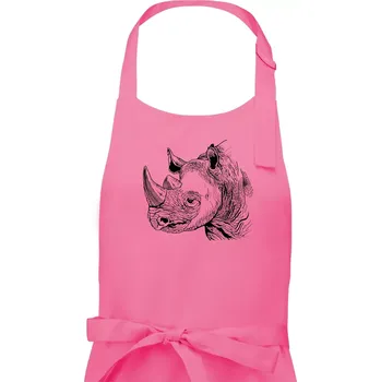 Kuchyňská zástěra Nosorožec černobílý (Pecka design) - Pánská zástěra na vaření - Univerzální velikost ( Růžová )