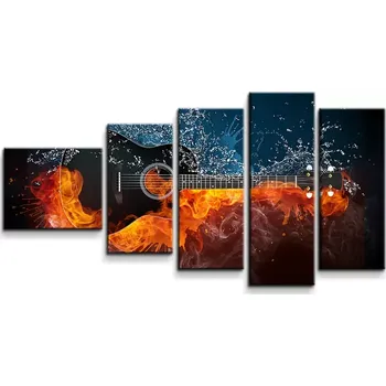 Obraz Sablio Obraz - 5-dílný Ohnivá kytara - 100x60 cm
