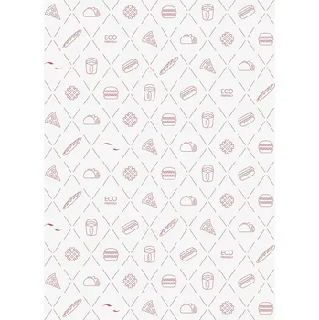 Jednorázové nádobí Papírový přířez nepromastitelný ECO Wrap 30x40cm bílo-červený/1000 ks