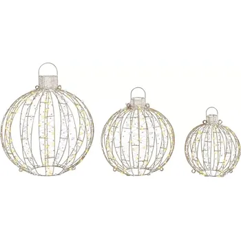 Svícen BELIANI Venkovní led dekorace BELIANI vánoční koule 3ks zlatá
