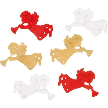 Vánoce Anděl Přerov s.r.o. Dřevění andělé s trumpetkou 6 cm, 6 ks