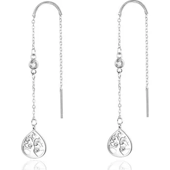 Náušnice Dlouhé stříbrné náušnice se zirkony AGUV1967 Beneto