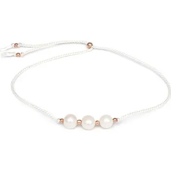 Náramek Krásný šňůrkový náramek na nohu s perlami HE03N3RG-WH Agato