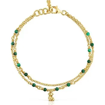 Náramek Dvojitý pozlacený náramek s malachitem Bold Bear 1003972400 Tous