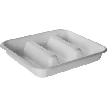 Jednorázové nádobí Miska TACO 3-dílná z cukrové třtiny 170x180x30mm/50ks