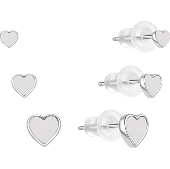 Náušnice Sada stříbrných náušnic Srdíčka E0004640 (3 páry náušnic) Moiss