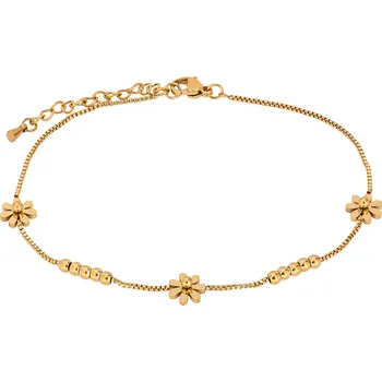 Řetízek Jemný pozlacený řetízek na nohu s květinami Troli / Délka: 25 cm