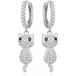 Něžné stříbrné náušnice Kočičky AGUC2574D Beneto