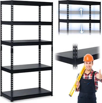 Dílenský regál Kovový regál 183 x 90 x 45 cm Humberg HR-700 černý