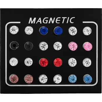 Náušnice Moderní sada magnetických náušnic s barevnými krystaly (pecky, mini brož) Troli