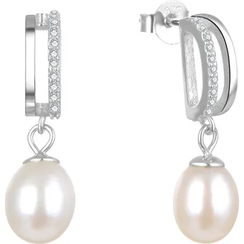 Náušnice Elegantní stříbrné náušnice s pravými perlami AGUP2687P Beneto
