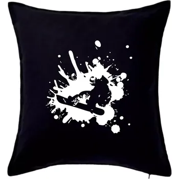 Polštář Snowboard splash - Polštář 50x50 - 50x50 - Pouze potah ( Černá )