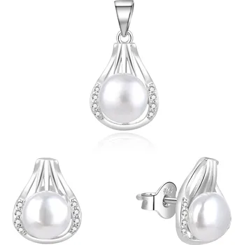 Souprava šperků Elegantní stříbrná souprava šperků s pravými perlami AGSET271PL (přívěsek, náušnice) Beneto