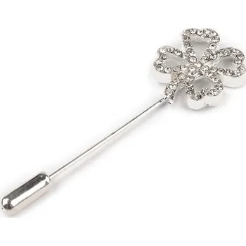 Svatební dekorace Ozdobný špendlík čtyřlístek 17x51 mm Varianta: stříbrná, Balení: 5 ks