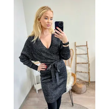 Dámské šaty Elegantní černé třpytivé šaty, VELIKOST UNI ( XS, S, M )