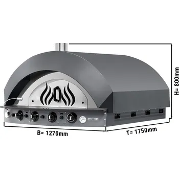 Pec na pizzu G.Gastro Commercial Gas Pizza Oven – Single Deck - 11x Ø25 cm - Manual Controls - Anthracite - 400 °C Max