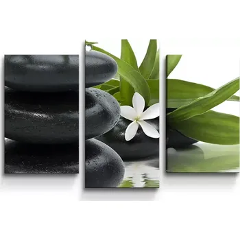 Obraz Sablio Obraz - 3-dílný Květ s kameny - 75x50 cm