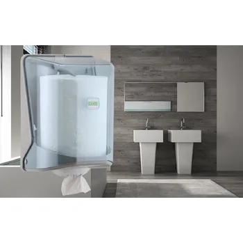 Zásobník na papírové ručníky Dávkovač VIALLI 400561 OG1T papírových ručníků se středovým odvíjením průhledný