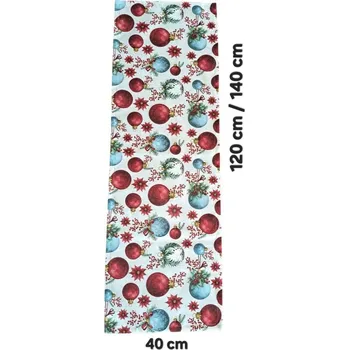 Vánoce LKV Lomnice Vánoční set: Běhoun na stůl + 4 ks prostírání - červené vánoční ozdoby - 40 x 140 cm