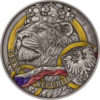 Sběratelství Česká mincovna Stříbrná 1kg investiční mince Český lev 2025 metalický kolor, patina stand 1 kg