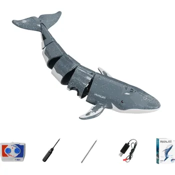 RC model auta RC ponorka velryba 20×9×3,5 cm 2,4G Elektrická podvodní hračka Dálkové ovládání Vodní model s funkcí ponoru a stříkáním vody šedá