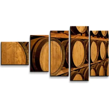 Obraz Sablio Obraz - 5-dílný Dřevěné sudy - 100x60 cm