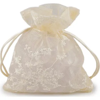 Dárkový pytlík vyšívaný 10x13 cm Varianta: 2 krémová nejsvět., Balení: 10 ks