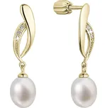 Elegantní pozlacené náušnice s říční perlou a zirkony 21103.1B Evolution Group
