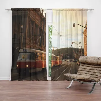 Závěs Sablio Závěs Tramvaj v historickém městě: 2ks 140x250cm