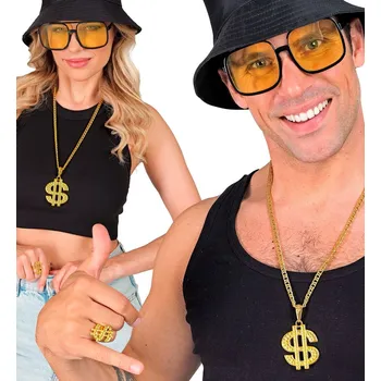 Zlatý set náhrdelník a prsten s dollary