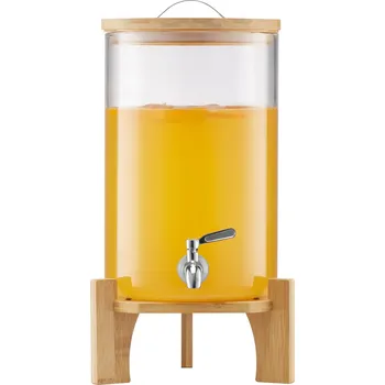 Dávkovač nápoje Vevor Dávkovač nápojů 8L skleněný s dřevěným stojanem a nerezovým kohoutkem