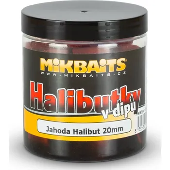 MIKBAITS Pelety Halibutky V Dipu Jahoda Halibut 20mm 250ml