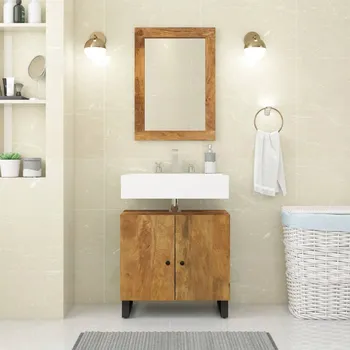 Koupelnový nábytek 2dílná koupelnová sestava masivní mangovníkové dřevo Hnědá3200636