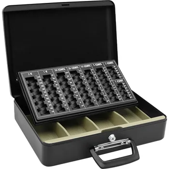 Příruční pokladna Junior Pokladna kovová 14 "s EURO mincovníkem - černá