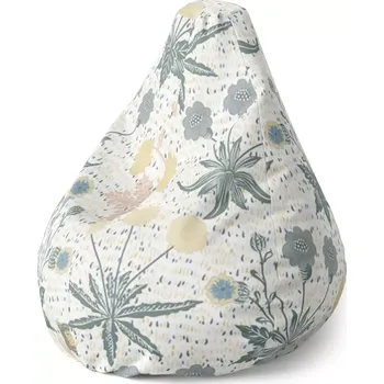 Sedací pytel Sablio Sedací vak Pear Šedé květiny - 70 x 95 x 15 cm
