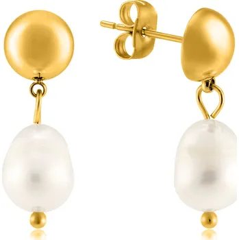 Náušnice Elegantní pozlacené náušnice s pravými perlami VAAJDE201330G Troli