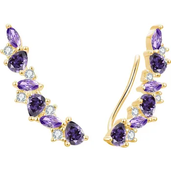 Náušnice Nádherné podélné náušnice s fialovými zirkony AGUP3299F-GOLD Beneto