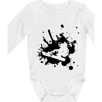 Snowboard splash - Body kojenecké s dlouhým rukávem - Dlouhý r. 6-12 měs ( Bílá )