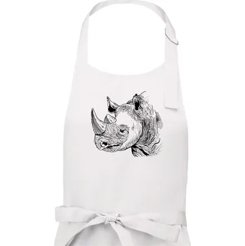 Kuchyňská zástěra Nosorožec černobílý (Pecka design) - Dámská zástěra na vaření - Univerzální velikost ( Bílá )