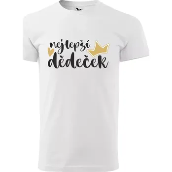 Pánské oblečení Sablio Tričko s potiskem Nejlepší dědeček s korunkou - bílé M