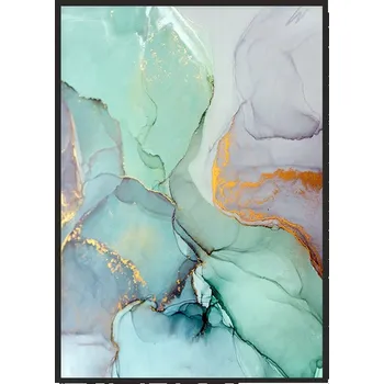 Obraz OBRAZ PLAKÁT V RÁMU 33x43 cm Zelený Mramor P1464