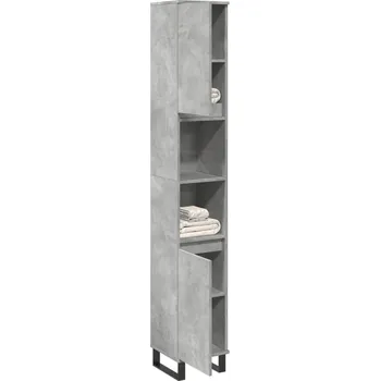 Sada koupelnových doplňků zahrada-XL Koupelnová skříňka betonově šedá 30x30x190 cm kompozitní dřevo 857201