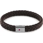 Tmavě hnědý kožený náramek s ocelovým zapínáním 2790330 Tommy Hilfiger