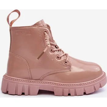 Dívčí oblečení Ocieplane Lakierované Dětské Botky Big Star MM374144 Růžové 32