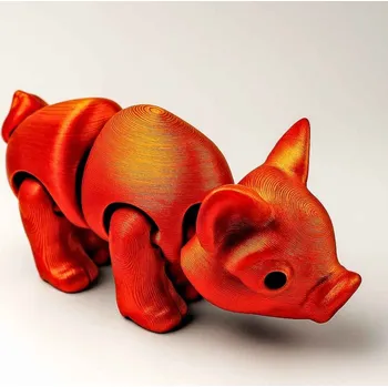 Flexi 3D prasátko z 3D tiskárny | Svíčkománie3D | Barva: Červeno-zlatá lesklá