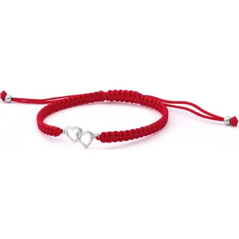 Náramek Šňůrkový červený kabala náramek Srdce AGB547 Beneto Exclusive