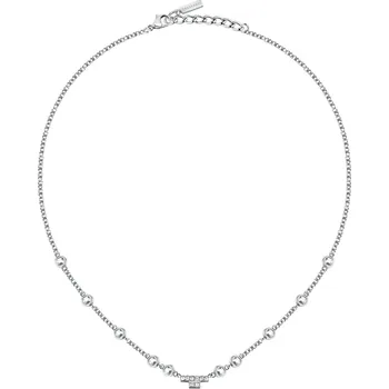 Náhrdelník Slušivý ocelový náhrdelník s krystaly T-Logo TJAXC04 Trussardi