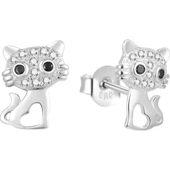 Náušnice Hravé stříbrné náušnice Kočičky AGUP1874 Beneto