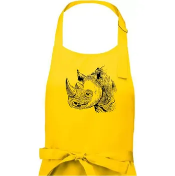 Kuchyňská zástěra Nosorožec černobílý (Pecka design) - Dámská zástěra na vaření - Univerzální velikost ( Žlutá )